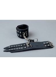 Широкие чёрные кожаные наручники - Подиум - купить с доставкой во Владивостоке