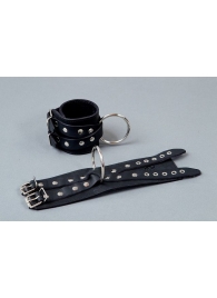 Чёрные кожаные наручники  Крест - Подиум - купить с доставкой во Владивостоке