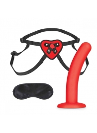 Красный поясной фаллоимитатор Red Heart Strap on Harness   5in Dildo Set - 12,25 см. - Lux Fetish - купить с доставкой во Владивостоке