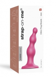Розовая насадка Strap-On-Me Dildo Plug Beads size S - Strap-on-me - купить с доставкой во Владивостоке
