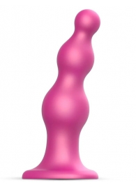 Розовая насадка Strap-On-Me Dildo Plug Beads size L - Strap-on-me - купить с доставкой во Владивостоке