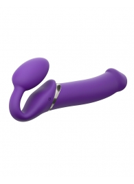 Фиолетовый безремневой вибрострапон Silicone Bendable Strap-On - size XL - Strap-on-me - купить с доставкой во Владивостоке