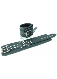 Чёрные наручники  из кожи с пряжкой - БДСМ Арсенал - купить с доставкой во Владивостоке