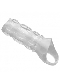 Насадка на пенис с кольцом для мошонки Clear Sensations Enhancer Sex Sleeve - 11,5 см. - XR Brands - во Владивостоке купить с доставкой