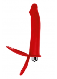 Красная насадка на пенис для двойного проникновения - 19 см. - ToyFa - купить с доставкой во Владивостоке
