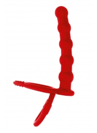 Красная насадка на пенис для двойного проникновения - 19,5 см. - ToyFa - купить с доставкой во Владивостоке