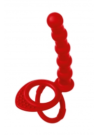 Красная насадка на пенис для двойного проникновения - 19,5 см. - ToyFa - купить с доставкой во Владивостоке