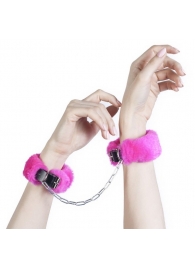Кожаные наручники со съемной розовой опушкой - Лунный свет - купить с доставкой во Владивостоке