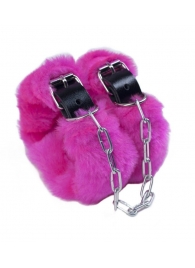 Кожаные наручники со съемной розовой опушкой - Лунный свет - купить с доставкой во Владивостоке