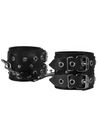 Чёрные наручники из кожи - Sitabella - купить с доставкой во Владивостоке