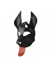 Черная кожаная маска  Дог  с красным языком - Sitabella - купить с доставкой во Владивостоке