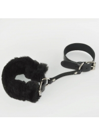 Черные кожаные наручники со съемной опушкой - Sitabella - купить с доставкой во Владивостоке