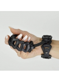 Черные кожаные наручники  Клеопатра - Sitabella - купить с доставкой во Владивостоке