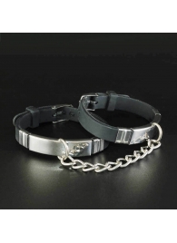 Черные силиконовые наручники с серебристой цепочкой - Sitabella - купить с доставкой во Владивостоке