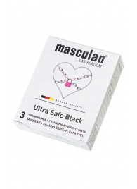 Ультрапрочные презервативы Masculan Ultra Safe Black - 3 шт. - Masculan - купить с доставкой во Владивостоке