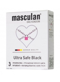 Ультрапрочные презервативы Masculan Ultra Safe Black - 3 шт. - Masculan - купить с доставкой во Владивостоке