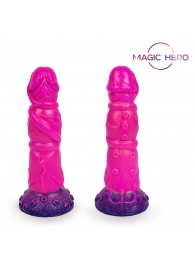 Розовый рельефный фантазийный фаллоимитатор - 20 см. - Bior toys - купить с доставкой во Владивостоке
