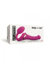Ярко-розовый безремневой страпон Multi Orgasm Size S с клиторальной стимуляцией - Strap-on-me - купить с доставкой во Владивостоке