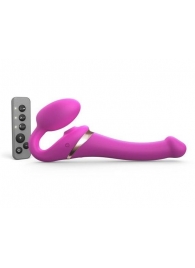 Ярко-розовый безремневой страпон Multi Orgasm Size S с клиторальной стимуляцией - Strap-on-me - купить с доставкой во Владивостоке