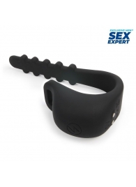 Черное эрекционное кольцо с электростимуляцией Sex Expert - Sex Expert - купить с доставкой во Владивостоке