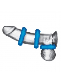 Комплект из трех голубых эрекционных колец 3-Pack Ribbed Rider Cock Ring Set - BlueLine - во Владивостоке купить с доставкой