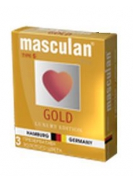 Презервативы Masculan Ultra Gold с золотым напылением и ароматом ванили - 3 шт. - Masculan - купить с доставкой во Владивостоке