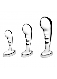 Набор из 3 стальных стимуляторов простаты Stainless Steel P-spot Training Set - b-Vibe - во Владивостоке купить с доставкой