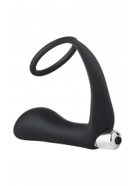 Черное эрекционное кольцо с вибропробкой Vibrating Anal Plug With Cockring - Dream Toys - во Владивостоке купить с доставкой