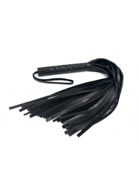 Черная многохвостовая плеть из мягкой кожи - 57 см. - БДСМ Арсенал - купить с доставкой во Владивостоке
