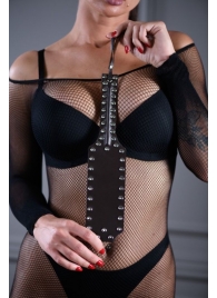 Коричневая шлепалка Sex Game с заклепками - 33 см. - БДСМ Арсенал - купить с доставкой во Владивостоке