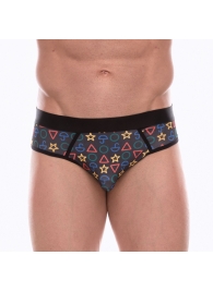 Темно-серые мужские трусы-джоки с принтом в виде цветных значков - Don Moris купить с доставкой Темно-серые мужские трусы-джоки с принтом в виде цветных значков - Don Moris купить с доставкой