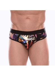Черные трусы-джоки с разноцветным блестящим принтом - Don Moris купить с доставкой Черные трусы-джоки с разноцветным блестящим принтом - Don Moris купить с доставкой
