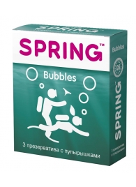 Презервативы SPRING BUBBLES с пупырышками - 3 шт. - SPRING - купить с доставкой во Владивостоке