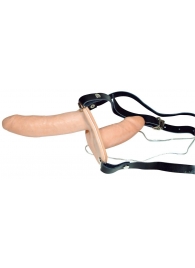 Телесный женский страпон с вагинальной пробкой Strap-On Duo - 15 см. - Orion - купить с доставкой во Владивостоке