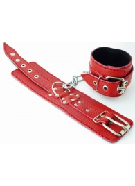 Красные кожаные наручники - БДСМ Арсенал - купить с доставкой во Владивостоке