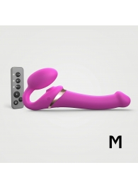 Ярко-розовый безремневой страпон Multi Orgasm Size M с клиторальной стимуляцией - Strap-on-me - купить с доставкой во Владивостоке