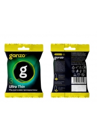 Ультратонкие презервативы Ganzo Ultra thin в мягкой упаковке - 3 шт. - Ganzo - купить с доставкой во Владивостоке