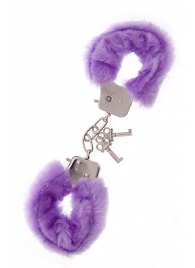 Фиолетовые меховые наручники METAL HANDCUFF WITH PLUSH LAVENDER - Dream Toys - купить с доставкой во Владивостоке