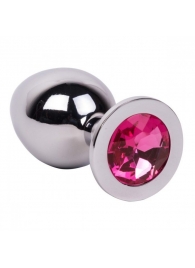 Большой стальной плаг с розовым кристаллом Pink Bubble Gum - 9,5 см. - Erotic Fantasy - купить с доставкой во Владивостоке