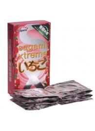 Презервативы Sagami Xtreme Strawberry c ароматом клубники - 10 шт. - Sagami - купить с доставкой во Владивостоке