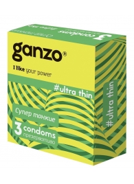 Ультратонкие презервативы Ganzo Ultra thin - 3 шт. - Ganzo - купить с доставкой во Владивостоке