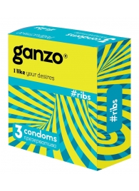 Презервативы с ребристой структурой Ganzo Ribs - 3 шт. - Ganzo - купить с доставкой во Владивостоке