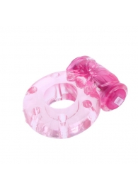 Розовое эрекционное кольцо с бабочкой на вибропуле - Baile - во Владивостоке купить с доставкой