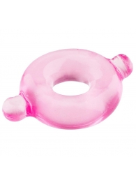 Розовое эрекционное кольцо с ушками для удобства надевания BASICX TPR COCKRING PINK - Dream Toys - во Владивостоке купить с доставкой