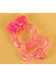 Розовое эрекционное кольцо с вибратором и подхватом - Toyfa Basic - во Владивостоке купить с доставкой