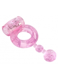 Розовое эрекционное кольцо с вибратором и хвостом - Toyfa Basic - во Владивостоке купить с доставкой
