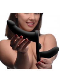 Черный вибрострапон Double Take 10X Double Penetration Vibrating Strap-on Harness - XR Brands - купить с доставкой во Владивостоке