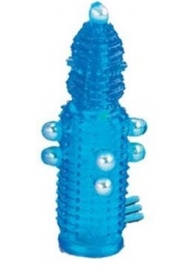 Голубая эластичная насадка на пенис с жемчужинами, точками и шипами Pearl Stimulator - 11,5 см. - Tonga - во Владивостоке купить с доставкой