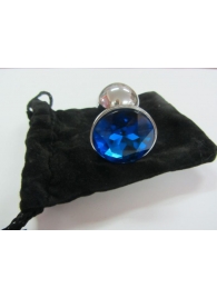 Анальное украшение BUTT PLUG  Small с синим кристаллом - 7 см. - Anal Jewelry Plug - купить с доставкой во Владивостоке