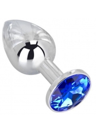 Анальное украшение BUTT PLUG  Small с синим кристаллом - 7 см. - Anal Jewelry Plug - купить с доставкой во Владивостоке